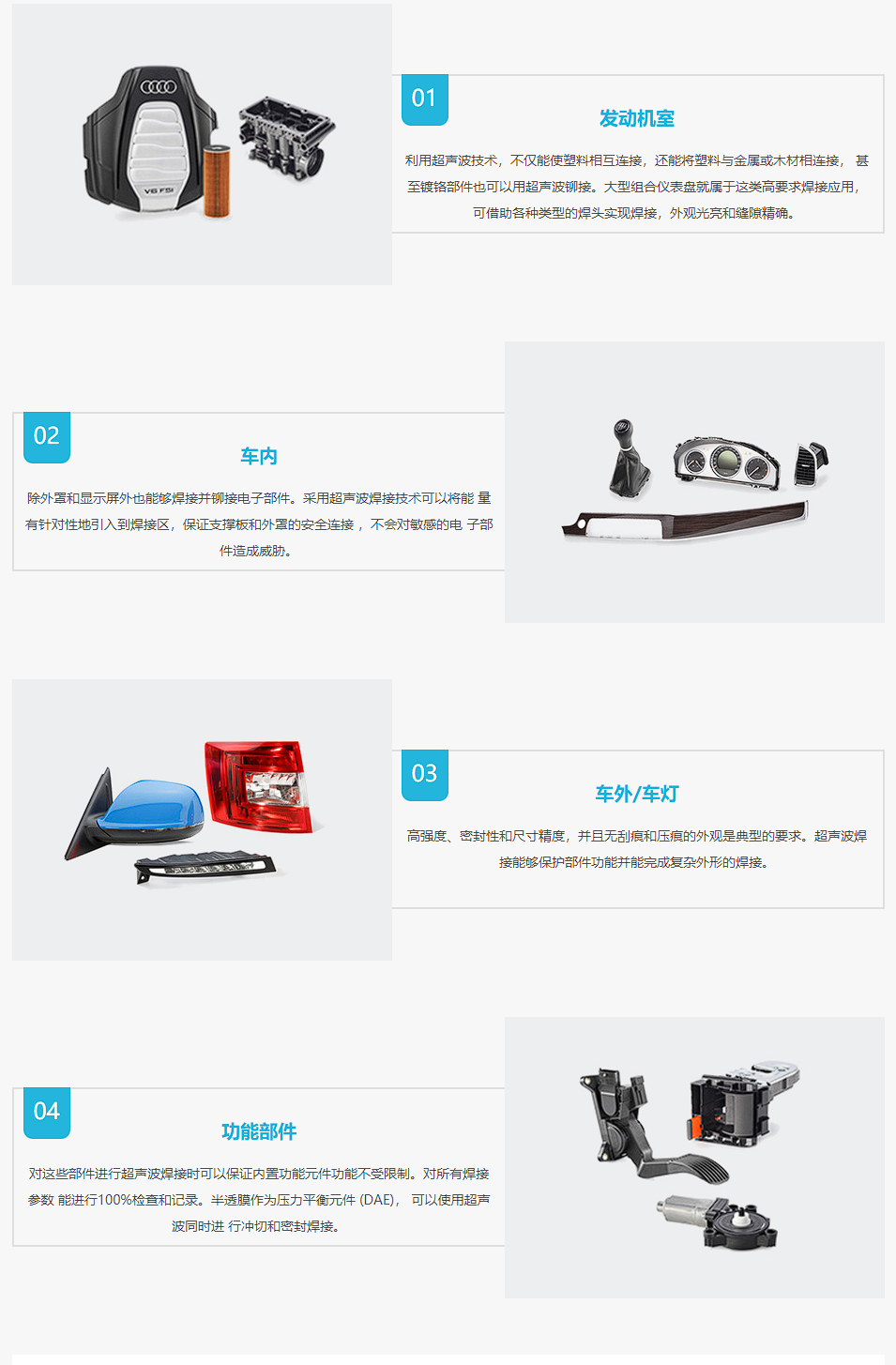 超聲波塑焊在汽車內(nèi)飾外飾行業(yè)中的應(yīng)用(圖1)